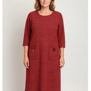 Misook dress womens XL red tweed office business workwear career holiday winter